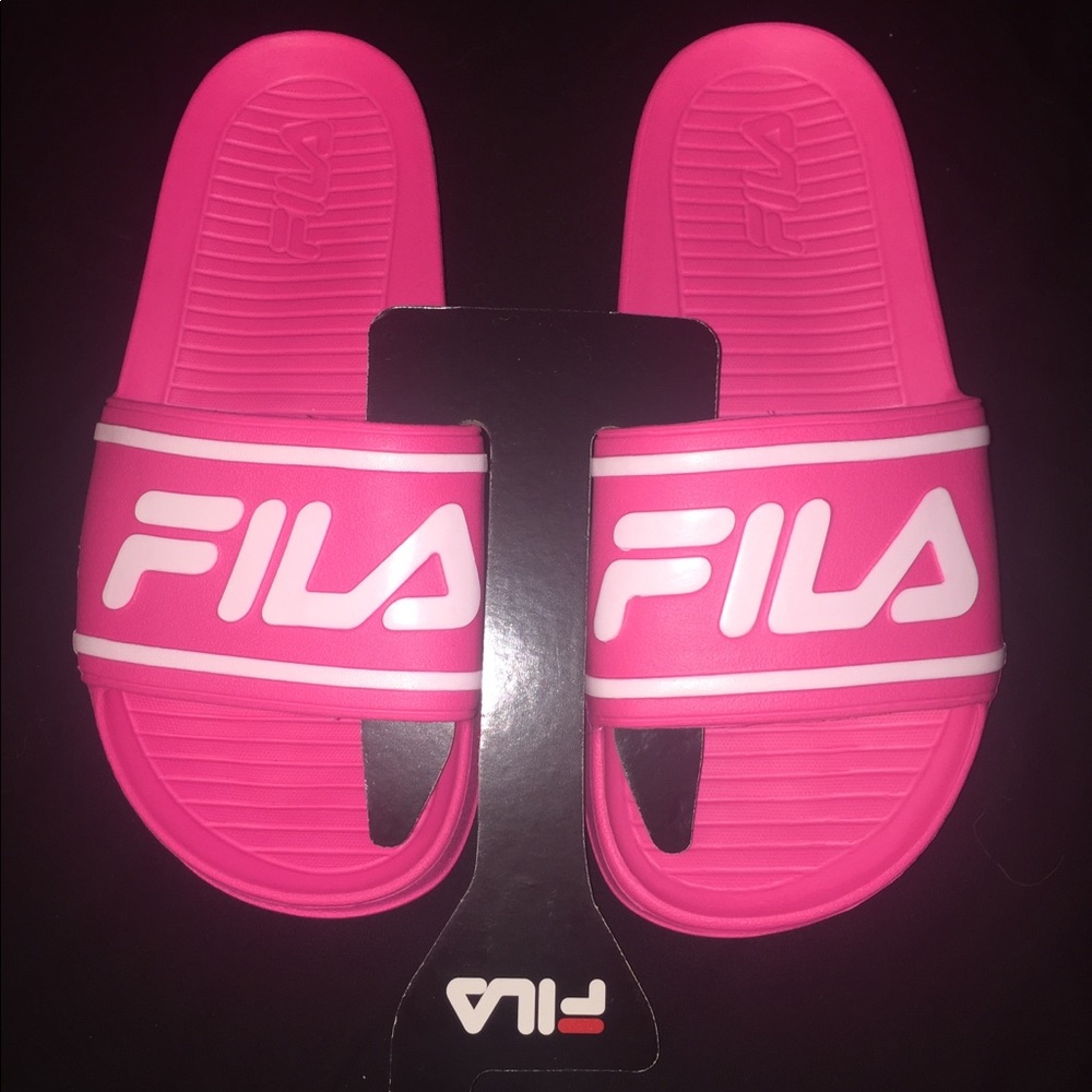 New women’s fila slides shoes pink size 7